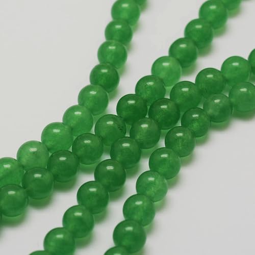 45Pcs Dyed Natural White Jade Beads 8mm Green Round Natural Gemstone Beads Smooth Loose Spacer Bead for DIY Craft Bracelet Necklace Earrings Jewelry Making Supplies - color: Natural White Jade, Green
