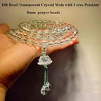 108 Clear Quartz Crystal Beads 8mm Mala Bracelet, Healing Stone Prayer Beads for Meditation Yoga Chakra Balancing - color: Green