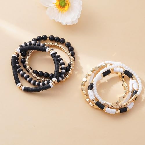 3600 pcs Black Clay Beads for Bracelets Making, 10 Strands Flat Round Polymer 6mm Spacer Heishi Beads for Jewelry Making Earring Necklace - color: Black