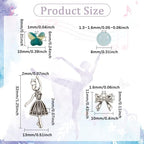 SUNNYCLUE 1 Box 280pcs DIY 6 Sets Glass Bead Bracelet Making Kit Dancer Charms Ballet Dance Bowknots Moon Light Sea Green Electroplate Butterfly Bead With Silver Heart Frame For Jewelry Making Starter - style: Dance 3