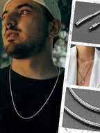 FaithHeart Stainless Steel Chains for Men, Silver/Black/14K Gold Plated Snake/Wheat/Box/Rope/Rolo Chain Necklace 16-30 Inches with Delicate Gift Box - color: 01. Snake Chain-Silver, size: Length 30 Inches