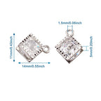 Beadthoven 100pcs Cubic Zirconia Alloy Charms Rhombus Shaped Platinum Pendants for Jewelry Making Choker Tiny Dangle Accessories - color: Platinum-Rhombus