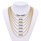 Fiusem 18K Gold Plated Rope Chain for Men, 18K Gold Plated/Black Chain Necklace, Stainless Steel Necklace for Men and Women, Jewelry Gifts - size: 26 Inches, style: Gold 4mm