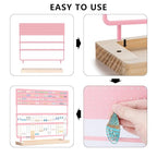Earring Holder Organizer Stand - Earrings Display Rack 144 Holes Jewelry Holder Tower with Wooden Tray for Earrings Rings Pink - color: Pink