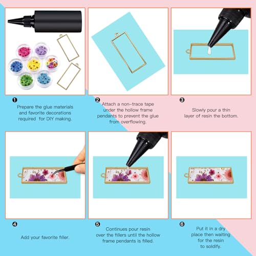 50pcs Open Bezel for Jewelry Making,Open Back Bezel Pendants Hollow Frame Pendants Opens Bezels Trays Rectangle Pendant for Resin Casting Necklaces Earrings Making Supplies DIY Crafts Supplies(K Gold) - color: K Gold;Rectangle;Style A