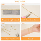 5 Meters Gold Plated Chain for Jewelry Making Stainless Steel Link Chains Bulk on Spool with Jump Rings Lobster Clasps - color: Gold
