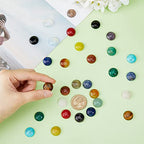 SUPERFINDINGS 30Pcs 15 Styles Natural Cabochon Gemstone 16mm Half Round Dome Flatback Quartz Stone for Necklace Jewelry Making DIY Craft Handmade - size: 16mm