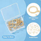 18K Gold Oval Toggle Clasps 14 Sets Heart Jewelry Clasps T-Bar Closure Clasp Fastener IQ End Clap for DIY Necklace Bracelet Earring Jewelry Making - color: 18K Gold-Heart/Flower/Round