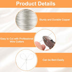 HARFINGTON Wire 203ft Length 24 Gauge Copper Craft Jewelry Wrapping Wire Tarnish Resistant Beading for Jewelry Making Supplies Crafting, White - color: White