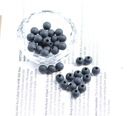 AD Beads Natural Gemstone 8mm Round Loose Beads Big Hole 2.5mm Sized 40pcs (Matte Black Onyx) - color: Matte Black Onyx