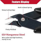 5 Pack Micro Wire Cutters, 5 Inches Flush Cutters Pliers, Diagonal Side Cutters Nippers, Zip Tie Sprue Cutter for Electronics, Plastic Models, Jewelry (Black) - color: Black