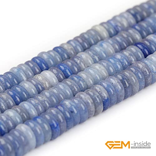 GEM-Inside 2x6mm Natural Blue Aventurine Jade Semi-Gemstone Heishi Disc Rondelle Spacer Beads for Jewelry Making Full 15" Strand Energy Stone Healing Power Crystal - color: Blue Aventurine Jade