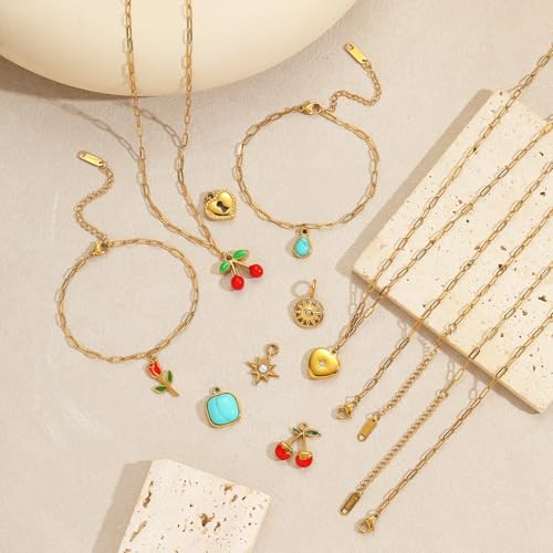 Swyabi 20 PCS Gold Plated Necklace Bracelet Chains Bulk Stainless Steel Paperclip Chain with Extender for Jewelry Making - color: 2.5x6.5mm Gold