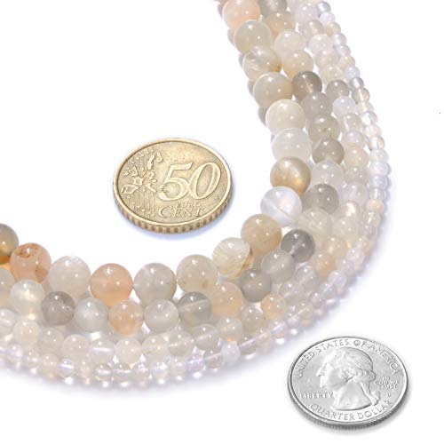 6mm Natural White Moonstone Gemstone Round Loose Beads Crystal Stone Bracelet Necklace Accessories Crafts for Jewelry Making DIY,1 Strand 15" - color: White, size: 6MM