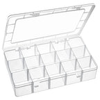 Exptolii 15 Large Grids Plastic Organizer Box with Dividers, Clear Compartment Container Storage for Washi Tapes Beads Crafts Jewelry Fishing Tackles, Size 11 x 6.3 x 2.2 in - size: 1x Large 15 Grids