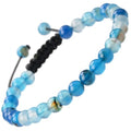 MASSIVE BEADS Natural Healing Power Gemstone Crystal Beads Unisex Adjustable Macrame Bracelets - color: Agate Blue, size: 6mm