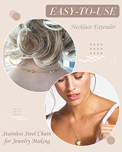 OHINGLT Necklace Extender 10Pcs Chain Extenders for Necklaces Bracelet, 14K Gold and Silver Plated Stainless Steel Extension Chain for Women Jewelry Making - color: Necklace Extender 10Pcs Gold & Siver