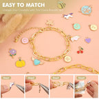 Zplontya Gold Charm Bracelet Making Kit - 545 Pcs Jewelry Making Supplies with 20Pcs Bracelet Chains, Storage Box & Gift Bags, DIY Bracelet Kit for Jewelry Making, Gold Charms for Crafting - color: Gold