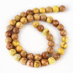 8mm Yellow Sea Sediment Imperial Jasper Round Gemstone Natural Stone Loose Beads for Jewelry Making Design Crafts 45 Pcs 15 Inch - color: Yellow, size: 8mm