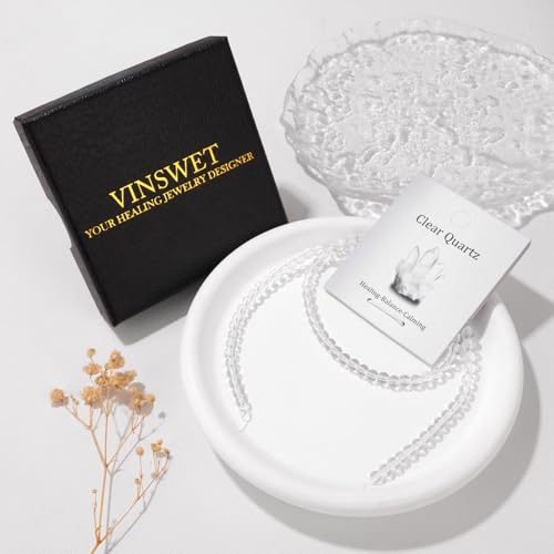 Vinswet 90pcs 4mm Clear Quartz Natural Stone Beads Round Genuine Real Stone Beading Loose Gemstones DIY Smooth Bead for Bracelet Necklace Earrings Jewelry Making - color: Clear Quartz, size: 4mm