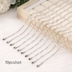 GTVOODX 10Pcs Paperclip Chain Necklace 20 Inch 3x9mm Stainless Steel Adjustable Link Chains Bulk for Women Necklace Jewelry Making - color: Silver, size: 20 Inch
