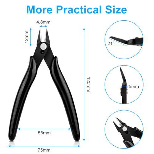 Ainiv Wire Cutters, 4PCS Spring-loaded Side Cutters Flush Cutters, Diagonal Cutters Precision Side Cutters, Diagonal Cutting Pliers in CRV Steel, Heavy Duty Cutting Pliers for Electrical, Homes - color: Black Wire Cutter-4pcs, size: 4pcs
