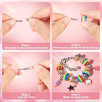 BLmukce Charm Bracelet Making Kit for Girls Ages 8-12, DIY Jewelry Making Kit & Craft Set with Beads, Charms & Necklace Supplies Birthday Christmas Gift for Kids 4-6 7 8 Years Old Girl - color: Red