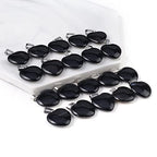 LE SKY 20 Pcs natural stone pendants heart shape healing stone charms for jewelry making - color: black agate