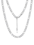 Bandmax Stainless Steel Figaro Chain Necklaces for Men Women, Silver/Gold/Black 4MM/6MM/9MM Flat Italian Style Figaro Link Chains Length 14"-30", Gift Packed - color: 02 6MM-Silver, size: 14 Inch