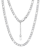 Bandmax Stainless Steel Figaro Chain Necklaces for Men Women, Silver/Gold/Black 4MM/6MM/9MM Flat Italian Style Figaro Link Chains Length 14"-30", Gift Packed - color: 02 6MM-Silver, size: 14 Inch