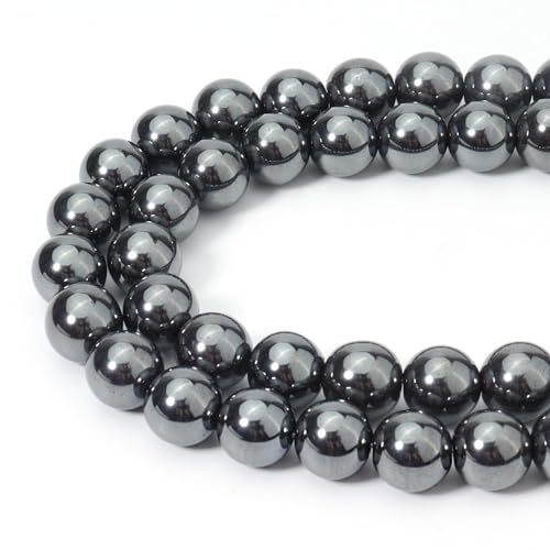 35pcs 10mm Natural Black Hematite Beads Energy Healing Crystal Round Loose Stone Beads for Jewelry Making, DIY Bracelets Necklaces - color: Black Hematite, size: 10mm