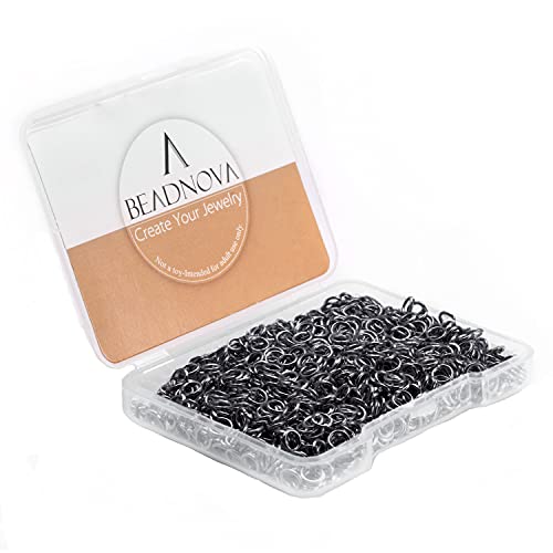 BEADNOVA 4mm Gun Black Jump Rings for Jewelry Making Open Jump Rings for Keychains and Necklace Repair (300Pcs) - color: Black, size: 4mm