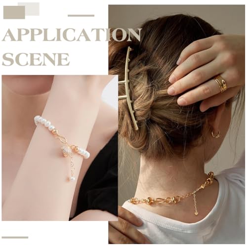 CRAFTYMELODY 12Pcs 18K Gold Necklace Extenders 6 Style Necklace Bracelet Extension Chains Neacklaces Extender Chain with Heart Charms Jewelry Findings for Jewelry Making