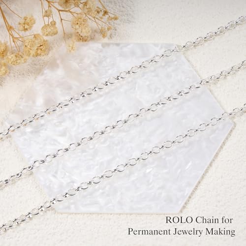 GTVOODX 16.4Feet Silver Chain for Jewelry Making Stainless Steel Rolo Link Cable Chains Bulk for Necklace Jewelry Accessories DIY Making - color: Silver Rolo Chains