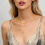 LANE WOODS Gold Plated Necklaces for Women - Multilayer Coin Medallion Pendant Necklace Adjustable Layering Choker Necklaces Chain Set Jewelry - style: Elegant, Modern