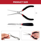 URSKYTOUS Needle Nose Pliers 6Inch Extra Long Nose Pliers with Comfort Grip Handles Non-Serrated Jaws Mini Small Needle Nose Pliers for Wire Wrapping Handmade Craft Jewelry Making Supplies (Black) - color: Rh Black Red