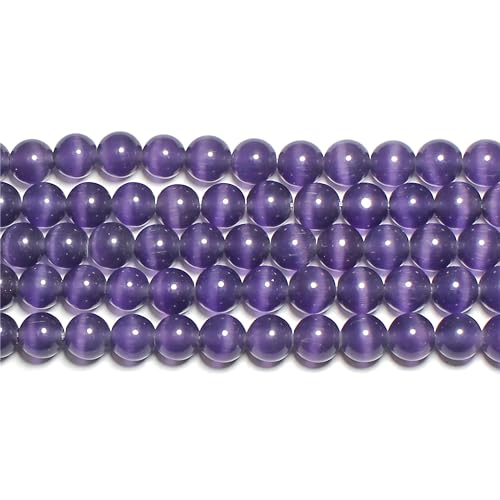 MJDCB 30pcs Purple Cat Eye Stone Beads 12mm Round Crystal Loose Bead for Jewelry Making DIY Bracelets Necklace - color: Purple, size: 12mm(30pcs)
