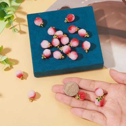 Craftdady Fruit Dangle Charms Pendants Cute Resin Food Pendants Apple Orange Pineapple Strawberry Pendants Lovely Vegetable Mushroom Charms for DIY Craft Earring Bracelet Necklace Jewelry Making - color: Pink Peach