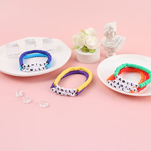 Rainbow Heishi Surfer Bracelets Set for Women Stackable Clay Beaded Bracelets Disc Stretch Preppy Bracelets Layering Colorful Friendship Bracelets Team Cheer Bulk Boho Summer Beach Jewelry Gift - style: FAMILY