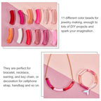 PH PandaHall 154pcs Curved Tube Beads, 11 Color Acrylic Tube Bead Pink Chunk Slide Beads Noodle Loose Spacer Bead for Valentine Summer Friendship Bracelet Keychain Jewelry Making 32mm - color: Pink