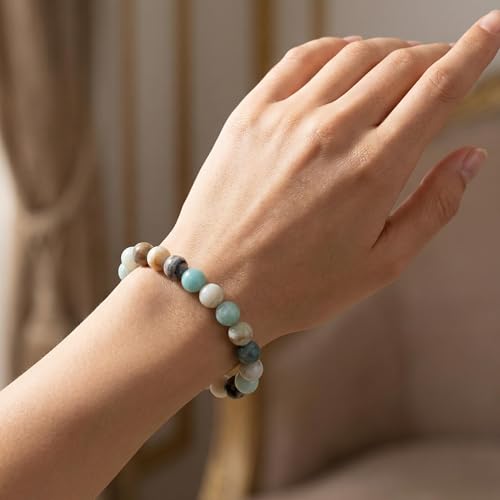 Yochus 35pcs Polish Amazonite Beads，10mm Healing Power Natural Stone Round Loose Gemstone Beads for Jewelry Making Earring Necklace DIY Crafts - color: Amazonite stone, size: 10mm 35beads