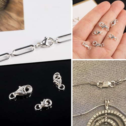 925 Sterling Silver Lobster Claw Clasps Set, Lobster Connector Clasp Closures with Open Jump Rings for Necklace Bracelet DIY Jewelry Finding Supplies (26pcs) - color: 26PcsA
