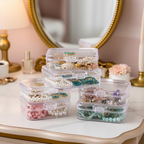 100 Pack Rectangular Clear Plastic Storage Containers Box with Hinged Lid for Beads and Other Small Craft Items (3.35 x 2.17 x 0.98 inch) - size: 3.35 x 2.17 x 0.98 inch