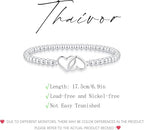 Mothers Day Gifts - Beaded Bracelets for Women 14K Silver Gold Plated Stretch Handmade Ball Bracelets Cute Charm Bracelet Dainty Stackable Cross Heart Bow Wave CZ Circle Trendy Jewelry Easter Gifts - color: double-heart-silver