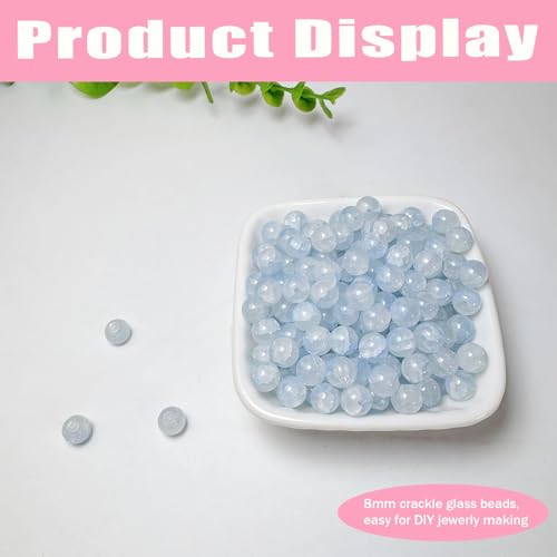 8mm Crackle Glass Beads for Jewelry Making, 700Pcs Round Crystal Beads for Bracelets, DIY Crafts (Royal Blue Crackle) - color: Royal Blue Crackle