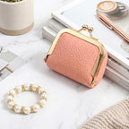Mini Portable Jewelry Box, Leather Mini Travel Jewelry Case with Kiss Lock Small Rings Organizer Box for Women Rings Earrings Necklace Bracelets Storage
