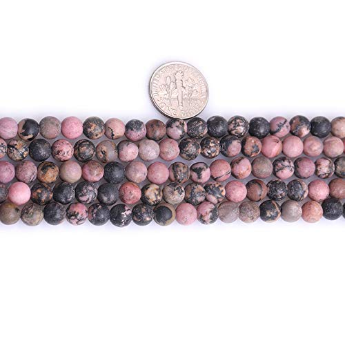 6mm Natural Stone Black Rhodonite Frosted Matte Unpolished Round Beads for Jewelry Making Strand 15 inch - color: Black Rhodonite, size: 6mm