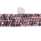 6mm Natural Stone Black Rhodonite Frosted Matte Unpolished Round Beads for Jewelry Making Strand 15 inch - color: Black Rhodonite, size: 6mm