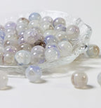 100Pcs 10mm Crackle Glass Beads for Jewelry Making - Round Spacer Crystal Beads Bulk, DIY Craft Supplies for Necklace Bracelet Earrings (Brown White Blue) - color: Brown White Blue