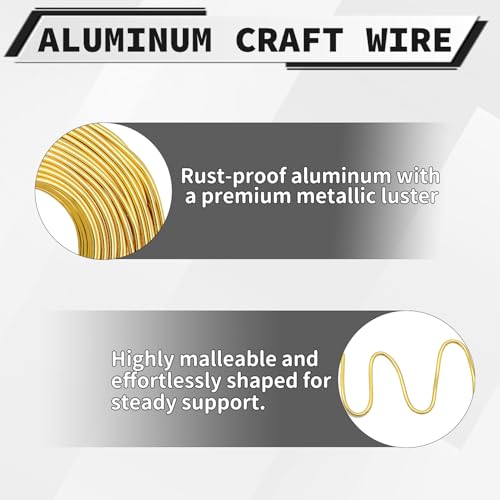 18 Gauge Aluminum Craft Wire, 100 Feet 1mm Bendable Metal Wire for Jewelry Making, Sculpting and Floral Design, Soft Armature Wire for DIY Crafts (Gold) - size: 18 Gauge(1mm), style: Gold